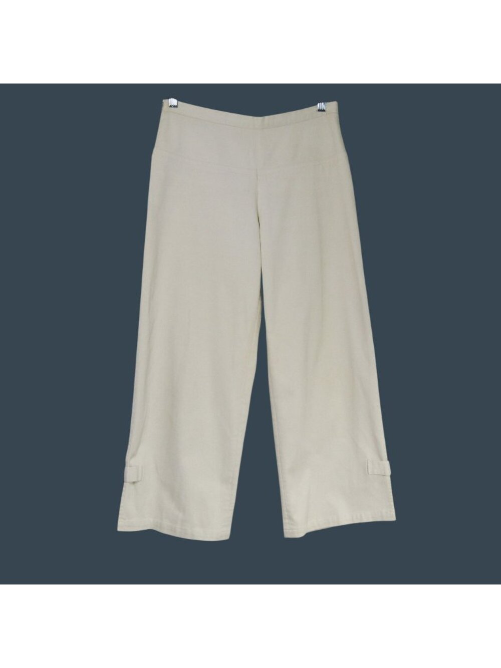 An Ren New York Silk Blend Oatmeal Cream Cropped Pants Wide Leg Quiet Luxury M